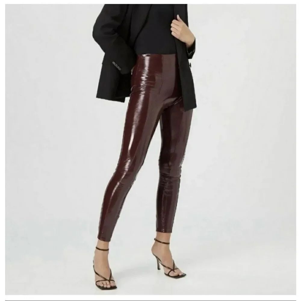 NWT Spanx Faux Leather High-Rise Leggings Size Small – Burgundy